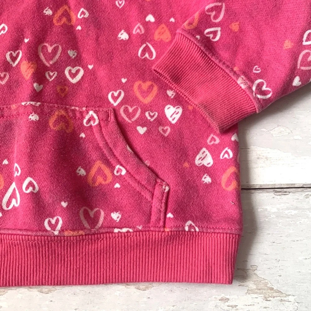 Girls 18m Pink Hoodie Sweatshirt Jacket Hearts Print Baby Toddler Jumping Beans